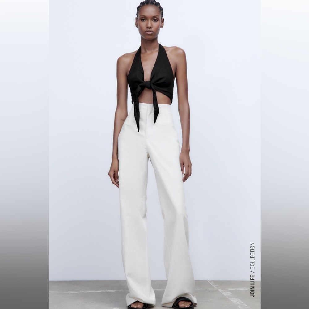 Zara Full Length Linen Blend Pants